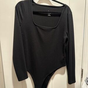 a new day Black Ribbed Top